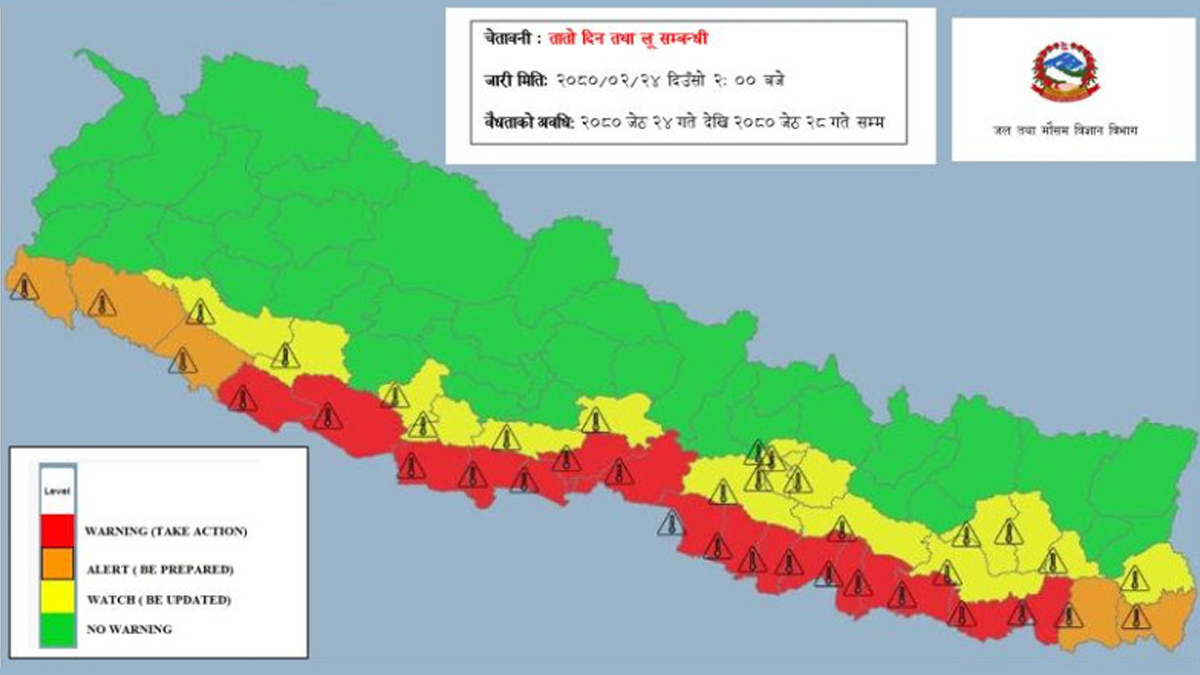 अझै पाँच दिन तातो हावा तथा लूकाे सम्भावना, सतर्कता अपनाउन माैसमविद्काे आग्रह