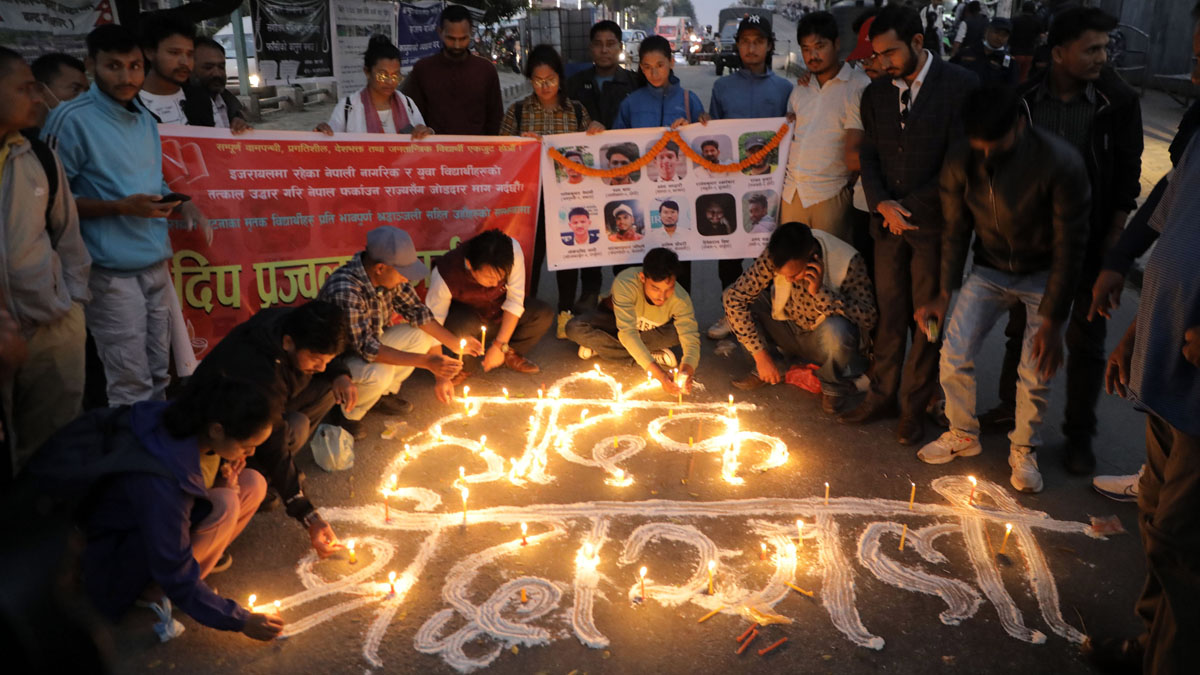 इजरायलमा ज्यान गुमाएका नेपालीको सम्झनामा काठमाडौंमा दीप प्रज्वलन