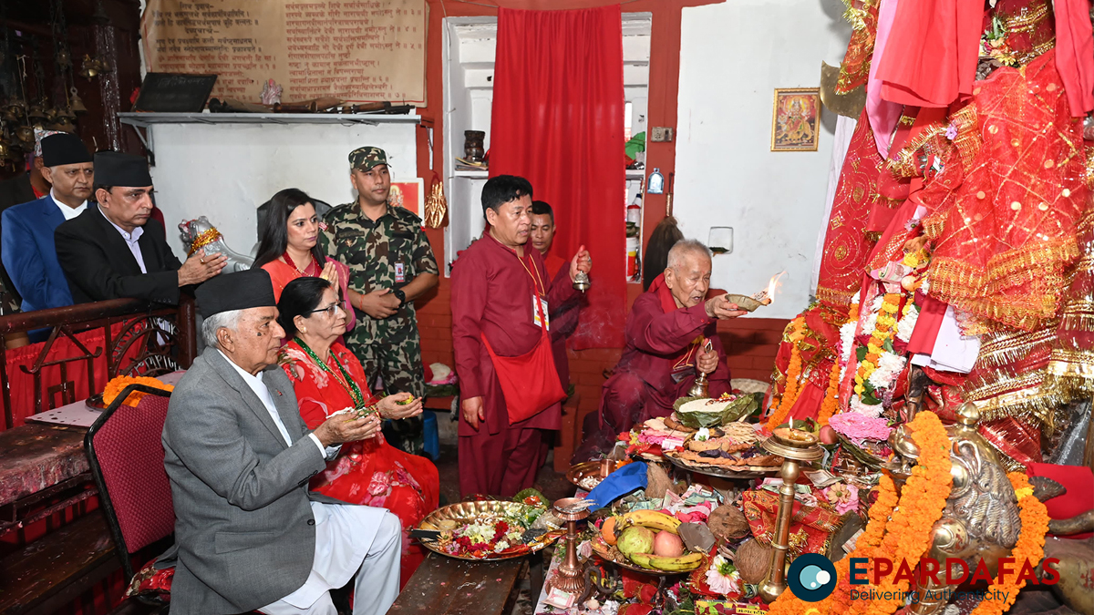 राष्ट्रपति पौडेलद्वारा रणउजिरेश्वरी मन्दिरमा पूजाअर्चना