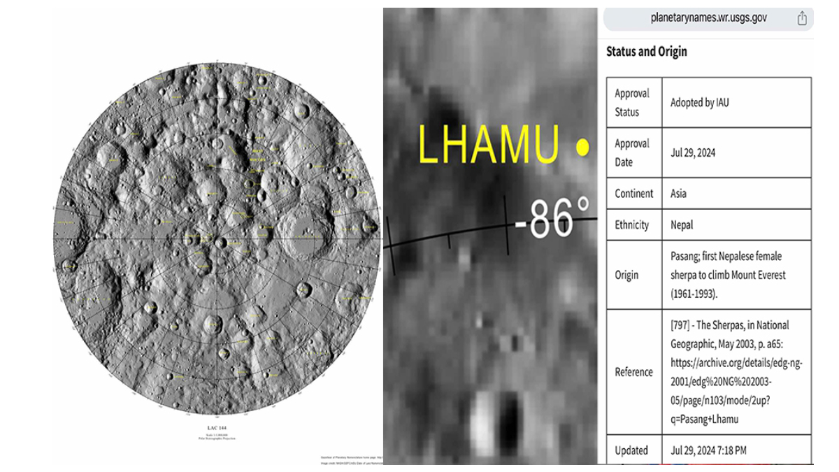 पासाङल्हामुको नामबाट चन्द्रमाको एक भाग नामकरण