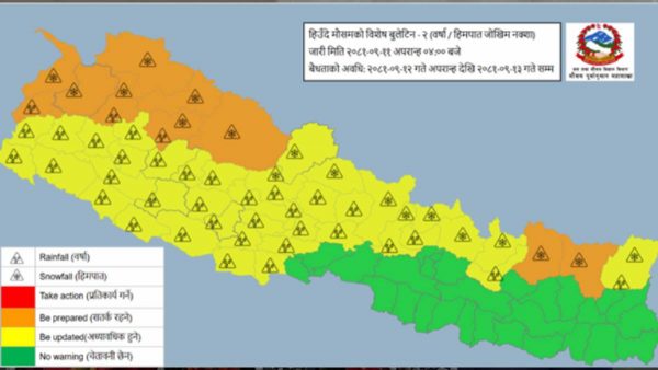 शुक्रबार साँझदेखि अधिकांश स्थानमा हिमपात र वर्षाको सम्भावना